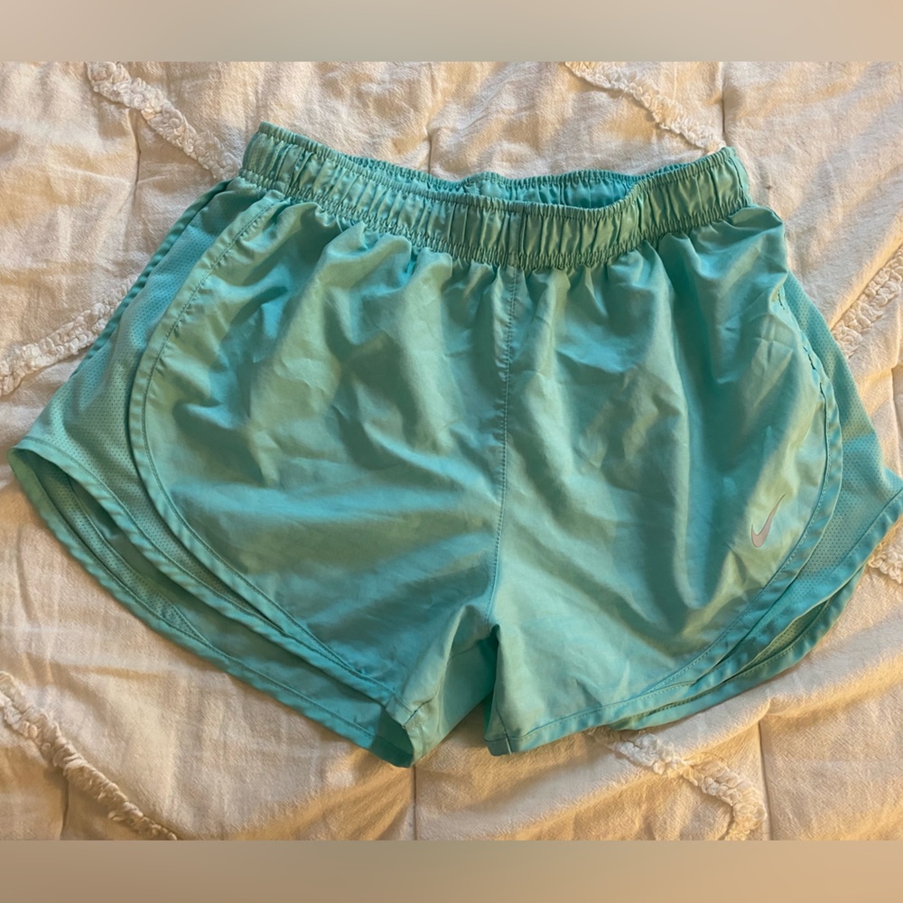Nike aqua athletic shorts, built in underwear